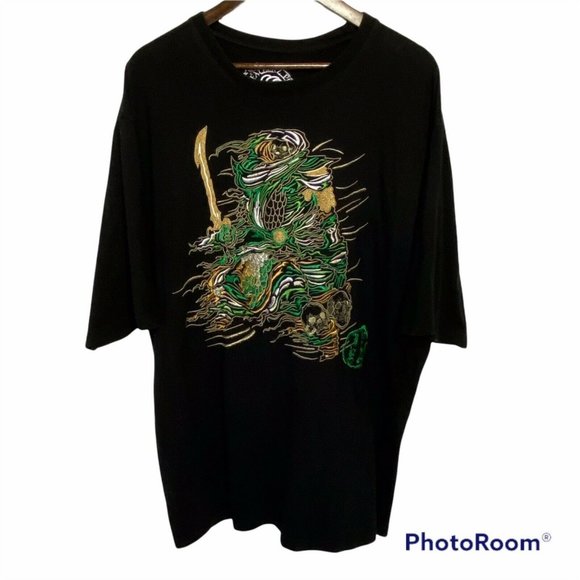 Fatherz Premium IV Black T-shirt Embroidered Green Gold Grim Reaper Men’s 2XL - Picture 1 of 8
